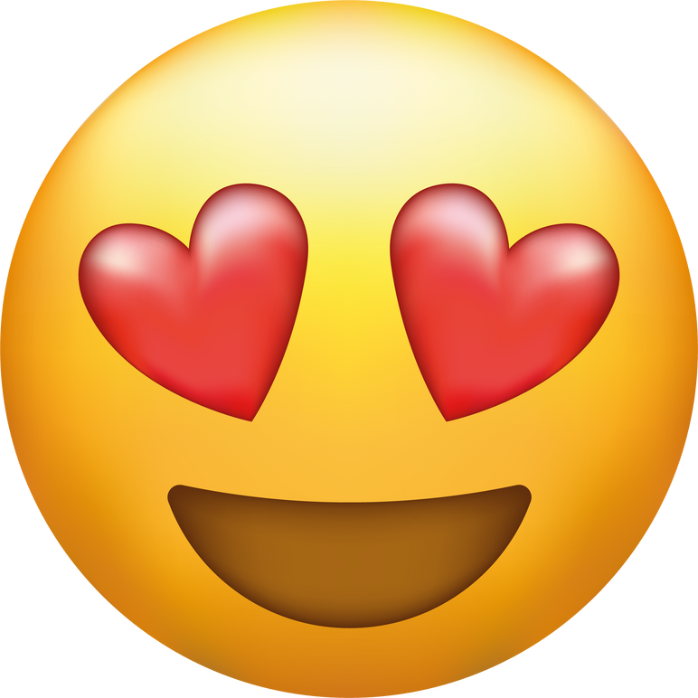 Love struck Emoji. Emoticon with heart shaped eyes.